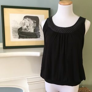 H&M Black Sleeveless Top with Quilted Satin Yoke